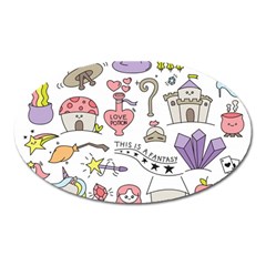 Fantasy-things-doodle-style-vector-illustration Oval Magnet