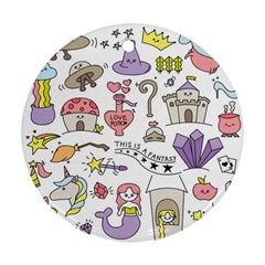 Fantasy-things-doodle-style-vector-illustration Round Ornament (Two Sides)