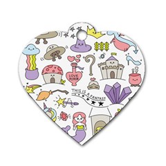 Fantasy-things-doodle-style-vector-illustration Dog Tag Heart (Two Sides)