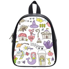 Fantasy-things-doodle-style-vector-illustration School Bag (Small)