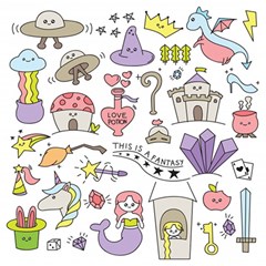 Fantasy-things-doodle-style-vector-illustration Play Mat (Rectangle)