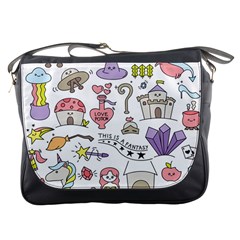 Fantasy-things-doodle-style-vector-illustration Messenger Bag by Jancukart