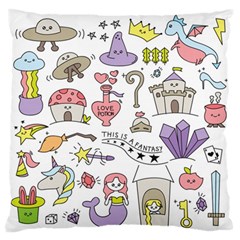 Fantasy-things-doodle-style-vector-illustration Large Flano Cushion Case (Two Sides)