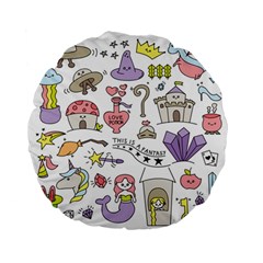 Fantasy-things-doodle-style-vector-illustration Standard 15  Premium Flano Round Cushions