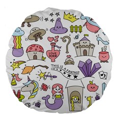 Fantasy-things-doodle-style-vector-illustration Large 18  Premium Flano Round Cushions