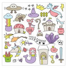 Fantasy-things-doodle-style-vector-illustration Square Satin Scarf (36  x 36 )