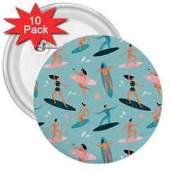 Beach-surfing-surfers-with-surfboards-surfer-rides-wave-summer-outdoors-surfboards-seamless-pattern- 3  Buttons (10 Pack) 