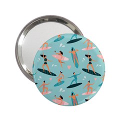 Beach-surfing-surfers-with-surfboards-surfer-rides-wave-summer-outdoors-surfboards-seamless-pattern- 2 25  Handbag Mirrors