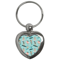 Beach-surfing-surfers-with-surfboards-surfer-rides-wave-summer-outdoors-surfboards-seamless-pattern- Key Chain (heart)