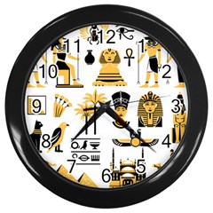 Egypt-symbols-decorative-icons-set Wall Clock (black)