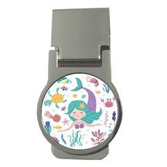 Set-cute-mermaid-seaweeds-marine-inhabitants Money Clips (round) 