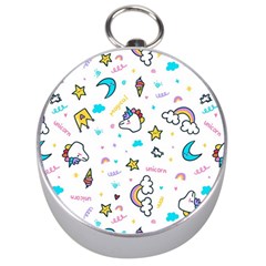 Unicorns-rainbows-seamless-pattern Silver Compasses