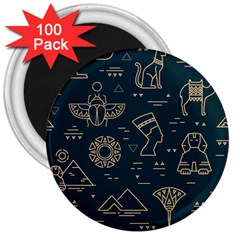 Dark-seamless-pattern-symbols-landmarks-signs-egypt -- 3  Magnets (100 Pack)