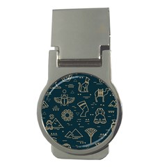 Dark-seamless-pattern-symbols-landmarks-signs-egypt -- Money Clips (round) 