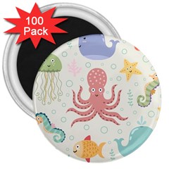 Underwater-seamless-pattern-light-background-funny 3  Magnets (100 Pack)