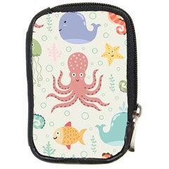 Underwater-seamless-pattern-light-background-funny Compact Camera Leather Case by Jancukart