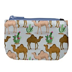 Camels-cactus-desert-pattern Large Coin Purse by Jancukart