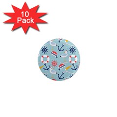 Nautical-marine-symbols-seamless-pattern 1  Mini Magnet (10 Pack) 