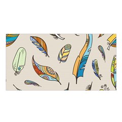 Vector-boho-doodle-feathers-seamless-pattern-illustration Satin Shawl 45  X 80  by Jancukart