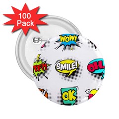 Set-colorful-comic-speech-bubbles 2 25  Buttons (100 Pack) 