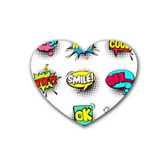 Set-colorful-comic-speech-bubbles Rubber Coaster (heart)