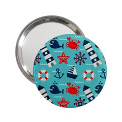 Seamless-pattern-nautical-icons-cartoon-style 2 25  Handbag Mirrors