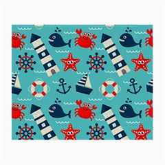 Seamless-pattern-nautical-icons-cartoon-style Small Glasses Cloth