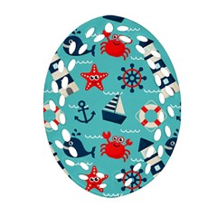 Seamless-pattern-nautical-icons-cartoon-style Ornament (oval Filigree) by Jancukart