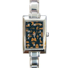 Dark-seamless-pattern-symbols-landmarks-signs-egypt Rectangle Italian Charm Watch