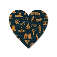 Dark-seamless-pattern-symbols-landmarks-signs-egypt Heart Magnet