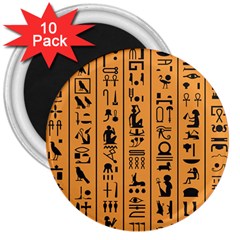 Egyptian-hieroglyphs-ancient-egypt-letters-papyrus-background-vector-old-egyptian-hieroglyph-writing 3  Magnets (10 Pack) 
