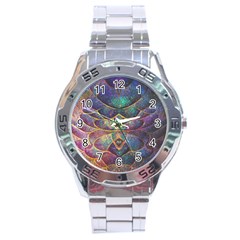 Dragon Fractal Pattern Texture Stainless Steel Analogue Watch