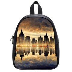 Manhattan Skyline Sunset Nyc School Bag (small) by Wegoenart