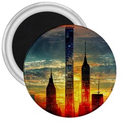 New York City Sunset Dusk Twilight 3  Magnets by Wegoenart