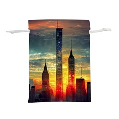 New York City Sunset Dusk Twilight Lightweight Drawstring Pouch (m) by Wegoenart