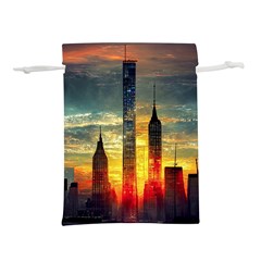 New York City Sunset Dusk Twilight Lightweight Drawstring Pouch (l) by Wegoenart