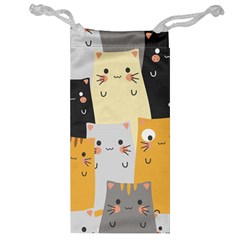 Seamless Pattern Cute Cat Cartoons Jewelry Bag by Wegoenart