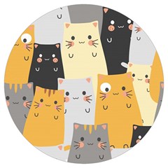 Seamless Pattern Cute Cat Cartoons Round Trivet