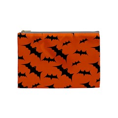 Halloween Card With Bats Flying Pattern Cosmetic Bag (medium) by Wegoenart