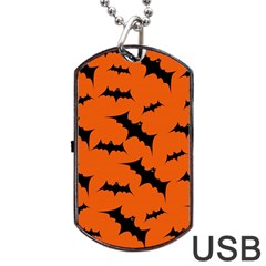 Halloween Card With Bats Flying Pattern Dog Tag Usb Flash (two Sides) by Wegoenart