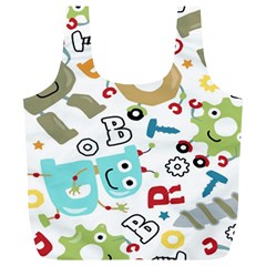 Seamless Pattern Vector With Funny Robot Cartoon Full Print Recycle Bag (xl) by Wegoenart