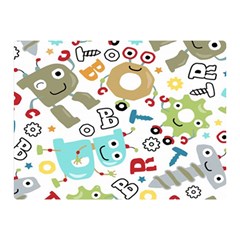 Seamless Pattern Vector With Funny Robot Cartoon Double Sided Flano Blanket (mini)  by Wegoenart