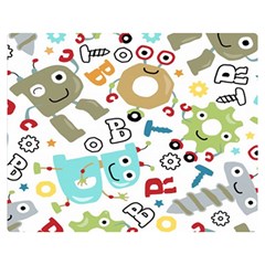 Seamless Pattern Vector With Funny Robot Cartoon Double Sided Flano Blanket (medium)  by Wegoenart