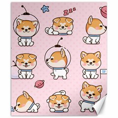 Set Kawaii Smile Japanese Dog Cartoon Canvas 8  X 10  by Wegoenart