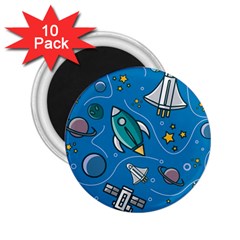 Rocket Ship Space Seamless Pattern 2 25  Magnets (10 Pack)  by Wegoenart