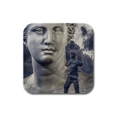 Men Taking Photos Of Greek Goddess Rubber Square Coaster (4 Pack)