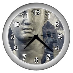 Men Taking Photos Of Greek Goddess Wall Clock (silver) by dflcprintsclothing