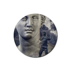 Men Taking Photos Of Greek Goddess Rubber Round Coaster (4 Pack) by dflcprintsclothing