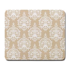 Clean Brown And White Ornament Damask Vintage Large Mousepad by ConteMonfrey