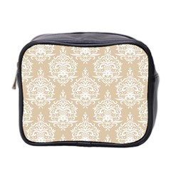 Clean Brown And White Ornament Damask Vintage Mini Toiletries Bag (two Sides) by ConteMonfrey